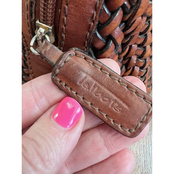 TALBOTS Vintage Brown Leather Woven Zip Top Handle Doctor's Bag Purse Satchel - Picture 5 of 15